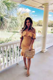I wore this dress to a wedding and I was very happy with the fit and look of the dress. The color was a beautiful mustard yellow and the fit was very flattering! - Tatyana S.