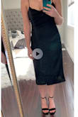 Very flattering, love the cowl neck. Super versatile dress. 
Cons: very light almost transparent material . Prone to wrinkles. - Alexis G.