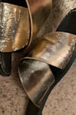 I loved these sandals, the gold color is very pretty and they're comfy. However, they got a small bit of water on them from the pool and now all the gold is flaking off. They only lasted a couple of weeks :( - Serena L.