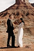 We eloped in Moab and this dress was perfect. I had a seamstress hem the bottom and tighten the bust for me for $100. It really made the dress work.
(Photo credit. Amy Bluestar) - Rayana A.
