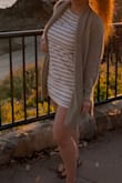 Dress is just how it's pictured. Super comfy and great for casual wear. It has an inner lining which makes the dress thicker but it's nice because you don't have to worry about panties showing through. Only down side to this dress is that it's a little square as its cut is straight and not tapered. I was worried about the length since I'm only 5'2" but it landed mid thigh which is what I like. - Jessica I.