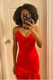 This dress is so stunning and fits me perfectly. It's so soft and comfortable and doesn't ride up on me at all. I'm kinda short/average height so it was a really good length. I was planning on wearing it to my junior prom this year but sadly due to our good ol' friend COVID-19, my prom is most likely being cancelled/postponed, so I probably won't get to actually wear it out. However to people reading this after the pandemic, I 10/10 recommend you buy this dress and wear it to your event proudly (with me and my crushed dreams of junior prom in mind of course). ;) - Tara R.