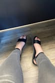 These are great flat sandals but they are a little big in the front. I had to make an extra hole in the strap to make them tighter. - Ashlee S.