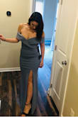 I got this for one of my bridesmaids to send abroad and I tried it on on myself. It will fit her body type better as I believe this type of dress fits taller, slim people better, however I liked it on myself as well. It runs long so she will have to shorten it. It runs large so order a size down from what you normally wear! My bridesmaids are wearing Slate Blue - this dress is called Blue Grey but it is close enough to Slate Blue for anyone else wondering! - Ana B.