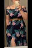 I bought this dress to wear for my baby shower and it's absolutely perfect. Fits perfectly. Looks really cute. I love the slit on the side. I paired it with a belt around the waist and it';s probably now my favorite outfit. It was flowy around the belly, even with my bump, but not so loose that I won't be able to wear it after I have the baby. It also has pockets! - Daisy S.