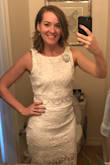I didn't think a dress could satisfy all three, but this is adorable and sexy and somehow also very sophisticated. Fit great! I may get the top taken in a bit because I'm smaller in the chest, but off the rack I was very happy with the fit.
I was hoping for a bit more middle to show, but it's tasteful, which is good. Will be wearing it for my rehearsal dinner. - Mira L.