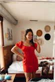To be honest, I was a little nervous about the sleeves, but they fit perfectly! Sometimes I have that issue where poofy sleeves like this don't lay properly on my shoulders, but this dress fits like a glove.  I'll most likely be wearing it for graduation pictures, but I could totally see myself re-wearing for Valentine's Day or a fun party.  Tempted to get this dress in the other colors too... Anyways, I would highly suggest this dress! The material is high quality and like all things from Lulus, it's so cute! :) - Natalie G.