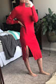 I am usually a definite medium in most Lulus clothing. From dresses, rompers, pants, shirts; I'm always a medium.

 I read the reviews that this ran large, and so I ordered a small. Even the small is a bit baggy. I would've liked it to be a little bit more form-fitting. It's a final sale so I can't return for an extra small. Even so, I'll still wear. I just might have it taken in a bit. Overall it's great quality sweater dress. Just big. - Missy M.