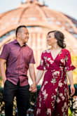 Ordered both the small & medium, but kept the small. It was still a bit long so I had it hemmed, it fit well everywhere else. I wore this for my engagement shoot & the colors/print came out beautiful! 10/10 would recommend. - Joyce T.