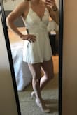 I love this thing!! It is cute and flattering, good quality material, and super comfortable. Love the open back. I have a small bust and don't need a bra. I plan to wear it for my bachelorette, honeymoon, or any day in the summer! I'm a huge fan of rompers and this is one of my all-time faves! - Ashlyn L.
