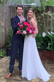 We had a large, elegant affair planned for April 4th. Covid-19 happened and plans change. We ended up getting married in our backyard with just his father as officiant (at a six foot distance, of course) and my parents attending via facetime. I wanted to save my original wedding dress for our postponed celebration, so I needed a last minute dress. This one was perfect. It looks and feels so much more expensive than what it is selling for. My husband (!!) cried. He loved the dress. Because it was so cheap, I didn't even care about trashing it (it was a really rainy day and our backyard was covered in pollen). 10/10 would recommend this dress. If I had time, I probably would have had the cups altered a little bit, as they sat a little high (I have really long legs and a shorter torso, so sometimes preset locations for cups or a waist aren't in the right spot for me). But overall, really wonderful gown with lots of great memories. - Allison L.