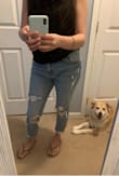 These jeans are so cute and perfect for any outfit. They fit a little tight on the body but I wouldn't change the size because they're a little long on me. (I had to cuff them). They are none the less cute, comfy, and my favorite jeans. - Irene G.
