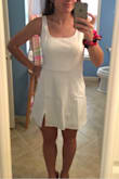 This dress is cute and will work for my graduation photos. I bought a small based on other reviews, but definitely would have gone down to an XS if I had had time to exchange it. Will require a little ironing and looks a tad cheerleader-ish, but overall worth the money. - Olivia Y.