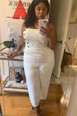 I loved the jumpsuit. Super cute and classy. I would size up if have thick thighs and wide hips. I usually wear large but got a XL and glad I did. - Carmen S.