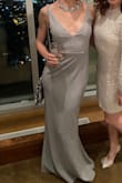 Perfect sophisticated dress! I wore this for a fundraiser and received many compliments! This color was great for my complexion and I dressed it up with some extra accessories and a 3' heel. I tacked in foam cups and that gave it perfect shape. The material is thick enough and has some stretch so I was comfortable the whole night! - Heather B.