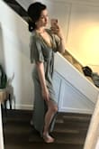 Really happy with this dress! I just had a baby so I wasn't sure what size to get but I followed the sizing chart and it worked out. Plan to wear this to a wedding this summer. It's quite thin/sheer so probably won't be able to wear underwear or need a proper slip. Overall, very happy! - Ashley A.