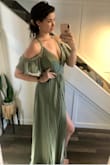 Got this dress for a bridesmaid dress and I'm very happy with it! I just had a baby so wasn't sure what size to get, but I followed the sizing chart and it worked out well! Beautiful color. Seems to be good quality. Nice and long for the tall girls out there! - Ashley A.