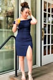 I wore this stunning dress for a photo shoot and I'm obsessed with the elegance and femininity of it. The side slit makes the dress super chic and sexy and the dress (bodycon) fits true to size! Perfect for cocktail parties, weddings, engagement parties, date nights, and a fancy weekend brunch! - Jennifer S.