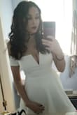 I ordered this dress a few weeks ago to put together an outfit for my engagement session. The dress fit great! I have a fuller chest, and I felt this didn't support my bust super well on its own, which is really the only downside. Strapless bras are a nightmare for me, so I had to wear a normal bra, and put the straps down where the off the shoulder sleeves are. It is a beautiful dress,  and I was okay with wearing a standard bra and adjusting, it was not a big deal at all! Overall, amazing dress! Also sorry for the bathroom picture, I haven't received any engagement photos to post them! - Coral C.