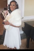 I picked this dress for my initial ceremony where my husband and I exchanged vows and signed our marriage license. I had the dress cut calf length so it didn't look so formal and matched it with a silver closed toe heel. I also bought a fur Shaw from Amazon and it went perfectly. You can't go Wong with this dress and there is enough material to do what you want with it! Enjoy!! - Tiffany B.