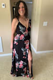 I am writing a review because all the reviews and pictures really helped with my decision to purchase. The dress is long. I have a pair of 3.5-inch heels and I still need to hem it about an inch. I wear a normal women's size 8 in Ralph Lauren jeans and a 10 in low rise Tommy Hill Jeans. My inseam is 32 in jeans.  I have a regular torso.  I am 53 years young.  The dress slims me down and feels fabulous.  I love and have had wonderful comments wearing it. - Jo A.
