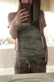 I absolutely love these camo overalls! So cute and so comfortable to lounge in or dress it up for a night out! I pair them with a cute top and either sandals, combat boots, even tennis shoes look awesome! Loveeeee!! - Destiny Q.