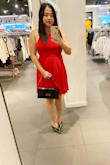 I love this dress very much. I have red & green in this style. You can adjust the strap. - Annie D.