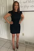 This is a very cute bodycon mini dress. It's not too tight to where you feel stiff and can't move. The material that it's made from allows you to move freely. I haven't worn it to any social events, but I am looking forward to wearing it once socializing is approved. - Jannie M.