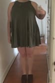 My sister posed the title question during my 'fashion show'. I ordered the 1X since I was concerned about the length and my suspicions were confirmed. I am quite busty (38I in US sizing) and so the front was very short. I am 5'4" and the front was 8" above the top of my knees. There is bit of extra fullness from the pockets, but this might be because they were sitting higher than they should be. Otherwise the fit was fine. This is a return for me. - Monica S.