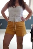 My new favorite shorts. Fit is perfect, just wishing they had belt loops in case I lose weight. Very comfy and adorable for summer! No stretch so definitely check the size chart. Top from Lulus too! - Valerie