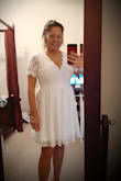 I loved the way this dress looked online and was happy to see the sizes of the ladies in the dress. I read the reviews several times, ordered it and couldn't believe it was perfect! Can't wait to wear it for my outdoor Wedding! - Mary K.