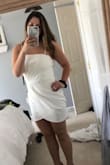 I ordered a M & was very happy with the way it fit! I'm usually a 6-8 in dresses & this had a little bit of stretch at the waist so it fit like a glove. I didn't need to wear a bra with it either! - Natalie G.