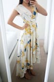 I LOVED this dress!. I ordered a size M because I have wide hips and I was worried that the bottom skirt was going to be tight but it is as loose as the outer skirt so you can go for a size S. It was a little loose on the bust and I used a pin and it was perfect (go for a size S if you want the top to look like the model). The quality of the fabric is good and soft (does not itch) and is very well built. The print looks beautiful and the zipper doesn't show. - Daniela B.