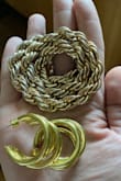 They are a great earring. The gold is quite yellow though.I will be painting them a lighter shade of gold. Picture for reference is your "typical" gold colored fashion jewelry next to the earrings I purchased. - Julie D.