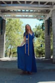 This dress worked out great for my graduation photos. It is long enough to wear heels and the waist ties allow you to fit the dress to your form exactly. The material is a little sheer up top but there is a double layer around the waist. - Kaitlyn M.