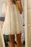 I ordered this dress for sorority recruitment. I definitely recommend this dress. It is so earthy and adorable. I am normally a size small, but it was slightly large on me. I would get a size down. It also comes very wrinkled, but that can be fixed by an iron. - Valentina H.