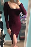 Such a cute dress, the material is pretty thick which is nice. I'm on the shorter side, so it seems long, but the slit makes it sexier! - Lauren S.