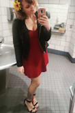 Originally ordered the white. Came back and bought the burgundy too. It's just a classic dress. Fabric is thick enough for bra coverage but not heavy. Very cute with fashionable jacket or on its own. - Brianne W.