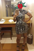 Wore this dress to a show in Vegas and I got so many compliments on it. The fabric does not have any stretch, so I had to slip in on over my head instead of stepping in it and pulling it up. This dress is so beautiful in person! - Kev P.