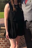 I love this! I could have sized down to the L but was a bit nervous the shorts would hit too high in my thighs/buttocks. Typically Lulus rompers are too short and expose my butt but this pair is long enough! (Finally) the open back is a nice touch as well! - Ashley M.