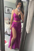 It runs a little big so definitely don't size up "just in case". I'm 5'8 and knew I would be wearing heels so I sized up, but that definitely wasn't necessary!! I won't go through the hassle of sending it back for a smaller size, but I will definitely bed it tailored!! - Meeko M.