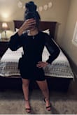 Size M was perfect arm length and dress length. Not long, not too short. It was a little loose in waist, but not baggy. Gorgeous dress on every body type! - JORDAN H.