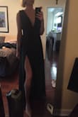 I bought this to wear as a bridesmaid dress in September. At Lulus I typically wear a small, or a medium. I sized up to ensure length. The dress fits well & the length is perfect, though I am going to have the waist taken in. A small would probably fit better but would have been too short. Also, the color is much darker in person. - Megan G.