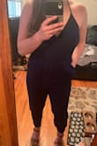 I wanted to love this jumpsuit so badly. It is definitely more casual than I was anticipating. The material has no stretch and is tight or too big in weird spots. A bit too big in the chest/back (which I was not expecting at all) and a bit too tight in the upper thigh area. The rest of the legs and abdomen fit well. If this jumpsuit was made out of a stretchier material - I think it would be perfect. - Ashley B.
