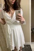 I wanted to love this dress, but it was just way too big. I thought being able to adjust the top because of the wrap would allow it to fit any chest size but not even close. I tied it as tight as I could and it didn't fix the issue. My fiancé said it looked like I wear wearing a nightgown, not what you want for engagement pictures. - Elena F.