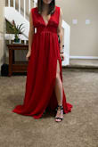 I bought this dress for engagement pictures, I loved how flowy and sexy it looked. Unfortunately, because of the low cut top and sides, it was WAY too big. The straps were loose and wouldn't stay on my shoulders, making it look even worse. The material is also very heavy, which didn't help this problem as it pulled down on the chest making it gape even more. - Elena F.