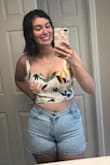 I love love love this top. It's so perfect for summer and is easy to pair with any old jeans or shorts. It's pretty tight around the boobs for me personally, but it does give the look of a nice push up lol. If you have a low cut bra you can definitely wear one (I am) but the shirt is lined so you don't need to if you prefer not to. Only docked a star because of the straps! They are not stretchy, so they fit when my shoulders are squared but slide off constantly because I'm usually not standing like a soldier. - Sabrina D.