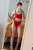 This swimsuit is the best of both worlds; it's light like a two piece but secure because it's a one piece. I really love this swimsuit, the cut is perfect and the butt isn't too tiny. - Claire J.