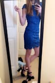 I bought this dress for an after quarantine date and I'm so excited to wear it. The back is a little loose, but I can blame that on the fact I'm extremely tiny, but I wouldn't change the size I got. The blue is such a beautiful color I'm so happy I decided to buy it!!! Date night here I come! - Jennifer M.