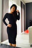 Love the back shape view of this dress my hubby loved it!! Just wish they have this in a different color. - Rona M.